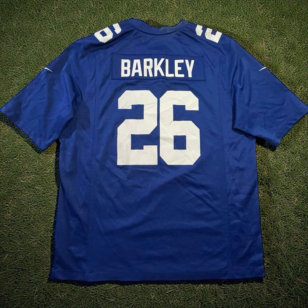 Nike On Field Saquon Barkley #26 NFL New York Giants Blue Home Jersey Men’s XL‎